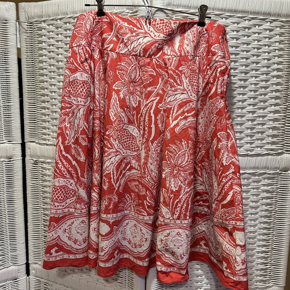 Talbots Red and White A-Line Skirt